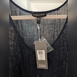 NWT Eileen Fisher Size Large Tunic Top Swim Cover Up Navy Blue